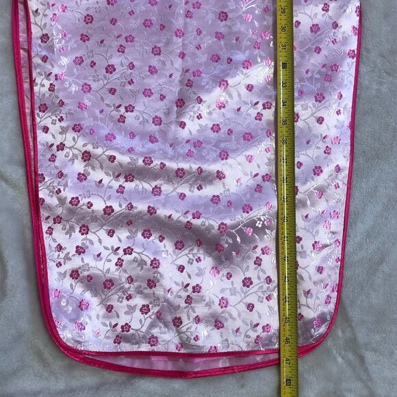 PINK Cherry Blossom Cheongsam Qipao Asian Long Satin Dress Size Small/Medium - Picture 12 of 15